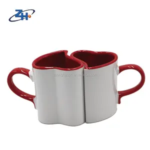 Mug pasangan inovatif Fashion mug kopi putih keramik berbentuk hati pegangan tangan berkelanjutan baik kontemporer hadiah keluar putih