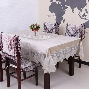 Stock Cheap Luxury Muslim Velvet oilproof Lace Table Cloth