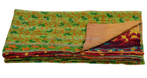 100% Vintage Cotton Hand-embroidered Kantha <b>Quilt</b>/<b>Throw</b>--Reversible - Product Image 3