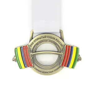 Vuelos de metal de encargo Fundición de Oro de diseño de levantamiento de peso de la medalla