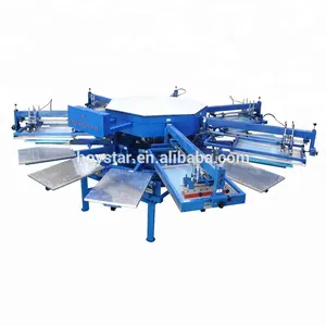 Full Pneumatic Semi Automatic 6 Color 14 Stations T-shirt Silk Screen Printing Equipment