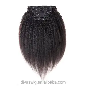 Brazilian Clip in Human Hair Extensions Kinky Straight Clip ins for African American 100%Real Hair Clip in Extensions 120g 8pcs