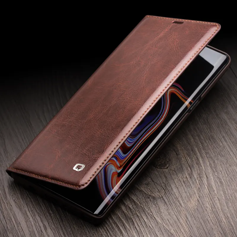 QIALINO Luxury Genuine Leather Mobile Phone Wallet Flip Cover For Samsung Galaxy Note 9 Case