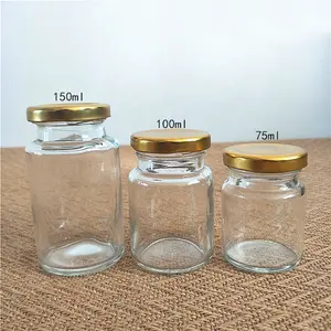 Frasco de vidro vazio transparente mini, frasco de 75ml 100ml 150ml frasco para ninho de pássaros garrafa de óleo de coco virgem pequeno pote de vidro para mel