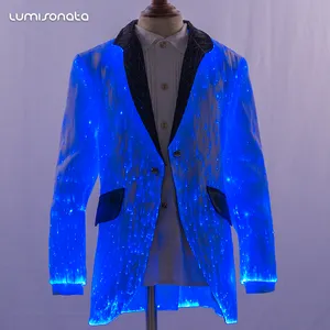 서쪽 작풍 아이 옷 형식적인 착용 광섬유 빛난 놀은 led 십대 쇼 재킷을 불이 켜집니다