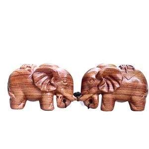 Creative Handiwork Article Fine Carved Vivid Wood Elephant Handicraft