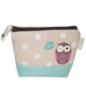 Tùy Chỉnh Ưa Thích Dễ Thương Động Vật Và Dot In Doanh Vải + PU Dưới Dây Kéo Đồng Xu Pouch Thay Đổi Ví - Product Image 1