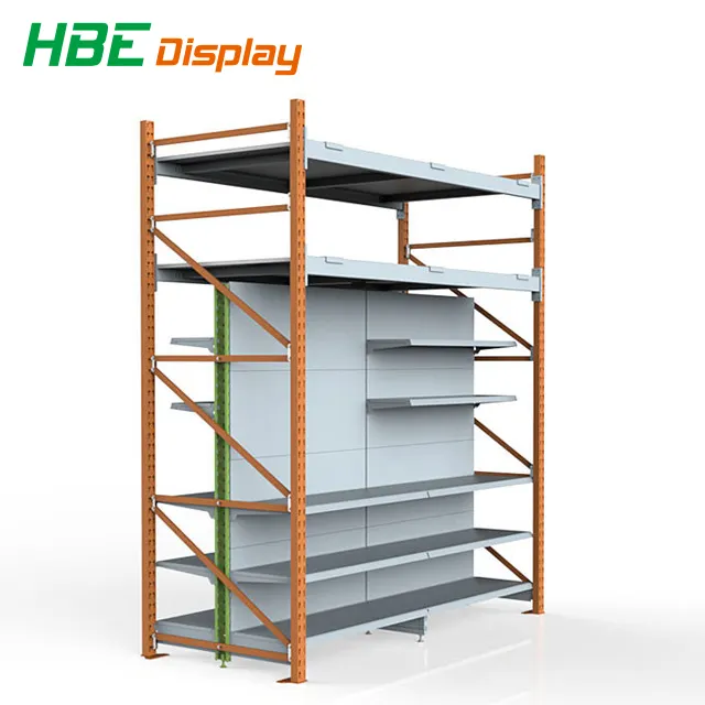 hypermarket heavy duty cash and carry integrated rack shelving
