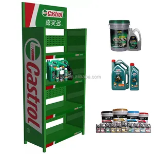 Negozio di alimentari espositore in metallo negozio al dettaglio espositore per olio motore ricambi auto espositore per olio motore rack lubrificanti