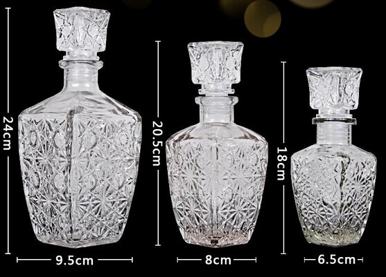 Diamond Whiskey Decanter 250/450/800/ 1000ml Glass Liquor Decanter - Rum, Bourbon, Vodka, Tequila or Mouthwash Decanter