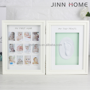 Baby Moments Deluxe Wall Clay Imprint Kit 1'' My First Year Handprint Footprint <strong>Picture</strong> <strong>Frame</strong> MDF <strong>Material</strong> for Home Use