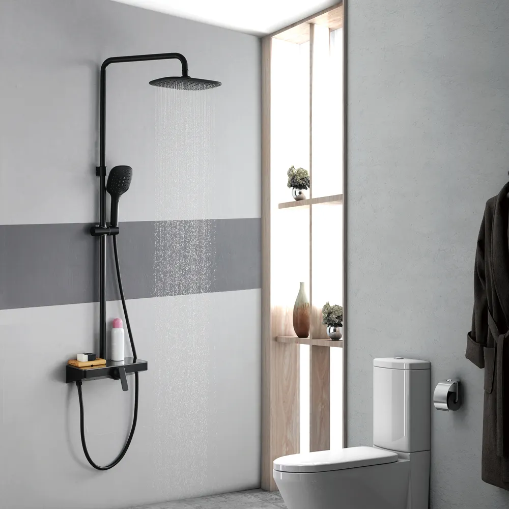 wall bath shower faucet hot and cold water mixer rain shower faucet bathroom black shower faucet set