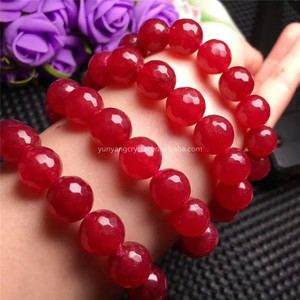 Bracciale con Perle di Corindone <span class=keywords><strong>Rosso</strong></span> Naturale Lucidato 12mm Gioiello in <span class=keywords><strong>Cristallo</strong></span> per Donna Disponibile - Product Image 5