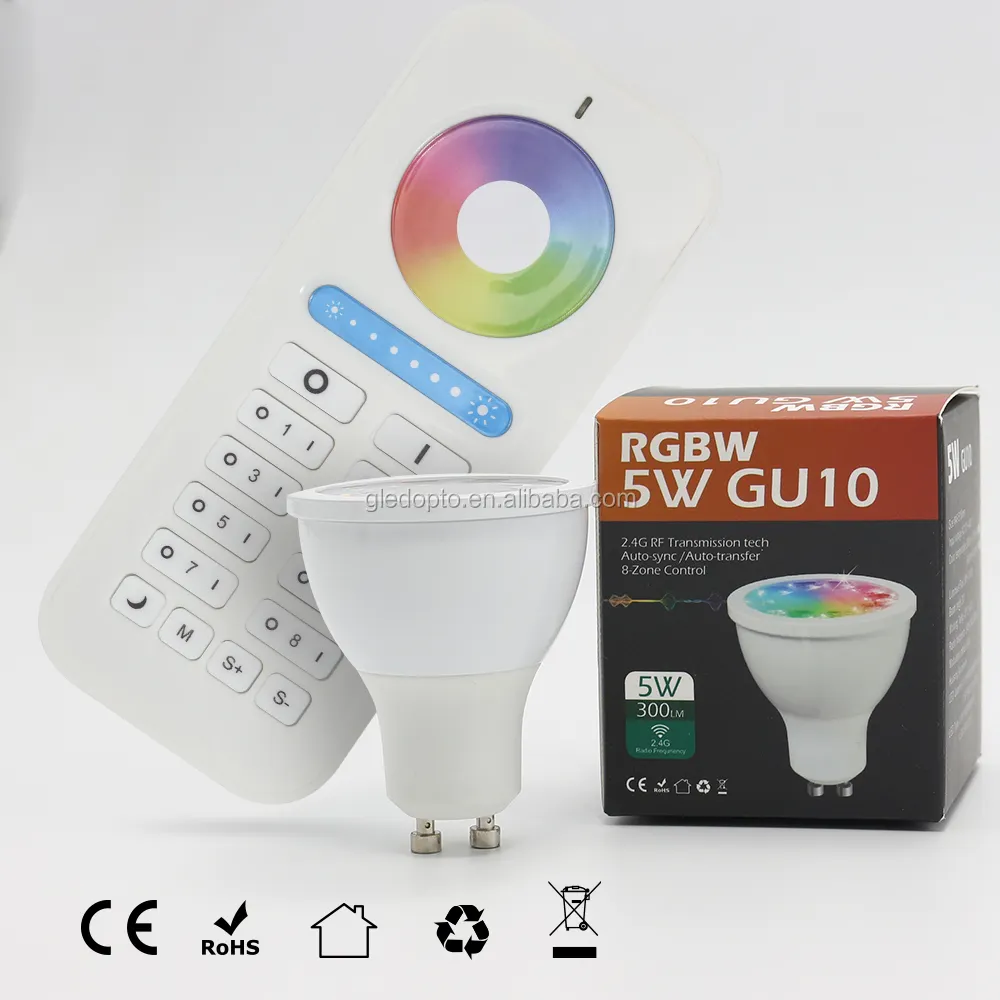 Оптовая продажа, двойная белая и цветная светодиодная потолочная лампа Gledopto 5 Вт GU 10, лампочка для прожектора, декоративная меняющая цвет светящаяся лампа для помещений