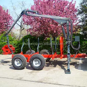 2015 Hot Koop!! Diesel Motor/Benzine Motor Atv Log Loader,Log Trailer Met Kraan, Atv Hout Trailer Met Kraan