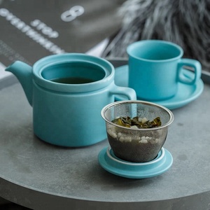 Hecho a mano de superficie <span class=keywords><strong>mate</strong></span> de color sólido barato Europea té ollas juego de té de porcelana <span class=keywords><strong>con</strong></span> las tazas de té - Product Image 2