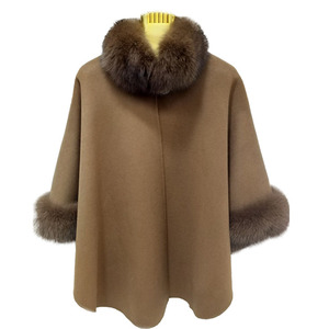 Nuovi Poncho Invernali da Donna in Lana con Bordo in Pelliccia di Volpe, Mantella in Vera Pelliccia, Scialle in Pelliccia - Product Image 5