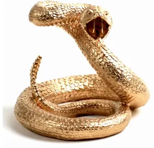 动物雕像镀金蛇黄金爬行动物蛇雕像