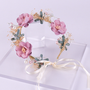 Diadema de tela púrpura para <span class=keywords><strong>niña</strong></span>, diadema Floral hecha <span class=keywords><strong>a</strong></span> <span class=keywords><strong>mano</strong></span> para fiesta de navidad - Product Image 4