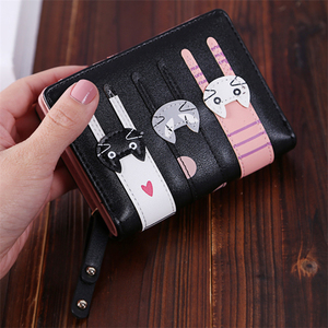 Wholesale Cheap Short Cartoon Three Cats <strong>Cute</strong> <strong>Wallets</strong> for Ladies Women Girls - Product Image 5