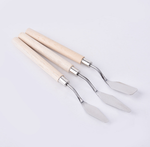 Xinbowen — grattoir de mélangeur de peinture, manche en bois, peinture à l'huile en acier inoxydable, spatule en métal, <span class=keywords><strong>Palette</strong></span> de couteaux, <span class=keywords><strong>Palette</strong></span> de couteaux, 3 pièces par ensemble - Product Image 3