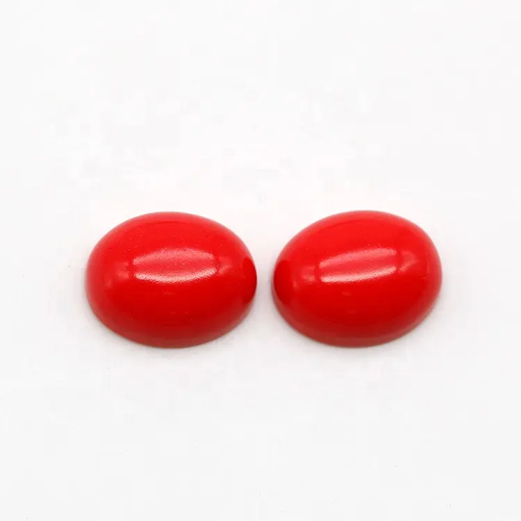 Oval Cut Synthetic Red Coral Flat Back Stone Cabochon