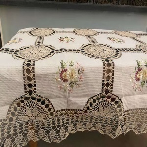 Mantel <span class=keywords><strong>de</strong></span> <span class=keywords><strong>Ganchillo</strong></span> Hecho a Mano con Bordado Floral, Estilo Boho Vintage, Poliéster/Lino Ecológico, Personalizable - Product Image 4