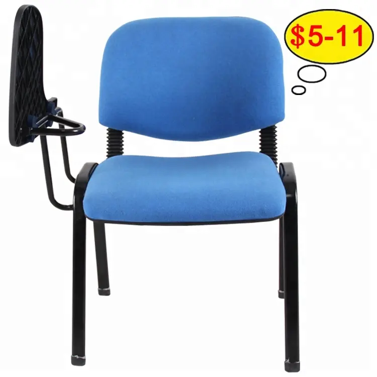 Cadeira acolchoada de tecido, cadeira de treinamento de cadeira escolar com tablet de escrita empilhável, cadeira de tablet de conferência, atacado
