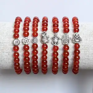 Fashion Carnelian Bracelet Solid Healing Beaded Bracelet With Red Agate