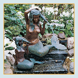 Grande sculpture de bronze d'une femme <span class=keywords><strong>nue</strong></span> en plein air, statue de sirène avec dauphin - Product Image 4
