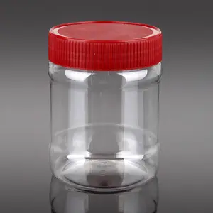 Food Grade 320ml PET Plastic Container Plastic Jars For Peanut Butter Honey Jams