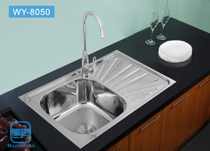 Évier de cuisine rectangulaire en acier inoxydable SUS 201 et 304, évier simple, évier de cuisine contemporain avec cascade, 5 ans - Product Image 2