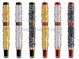 Bella penna stilografica d'oro Jinhao "doppi draghi che giocano con la perla" - Product Image 6