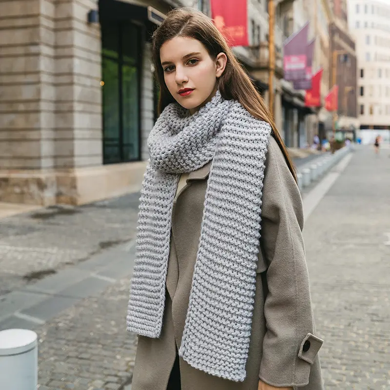 New warm basic design winter knitted acrylic scarf shawl