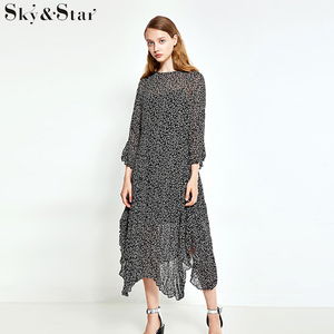 Nuevo estilo manga larga <span class=keywords><strong>verde</strong></span> impreso Maxi largo <span class=keywords><strong>vestido</strong></span> de gasa - Product Image 3
