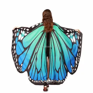 Pettigirl — cape de danse papillon en polyester, manteau paon bleu de performance, pour fête de noël, châle papillon