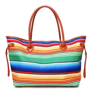 RTS סיטונאי פסים Tote תיק Serape Weekender תיק שבטי נשים תיק קשת לשאת כל נסיעות כתף תיק