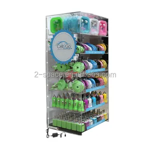 general merchandise led light cell phone accessory display cabinet phone charger display case