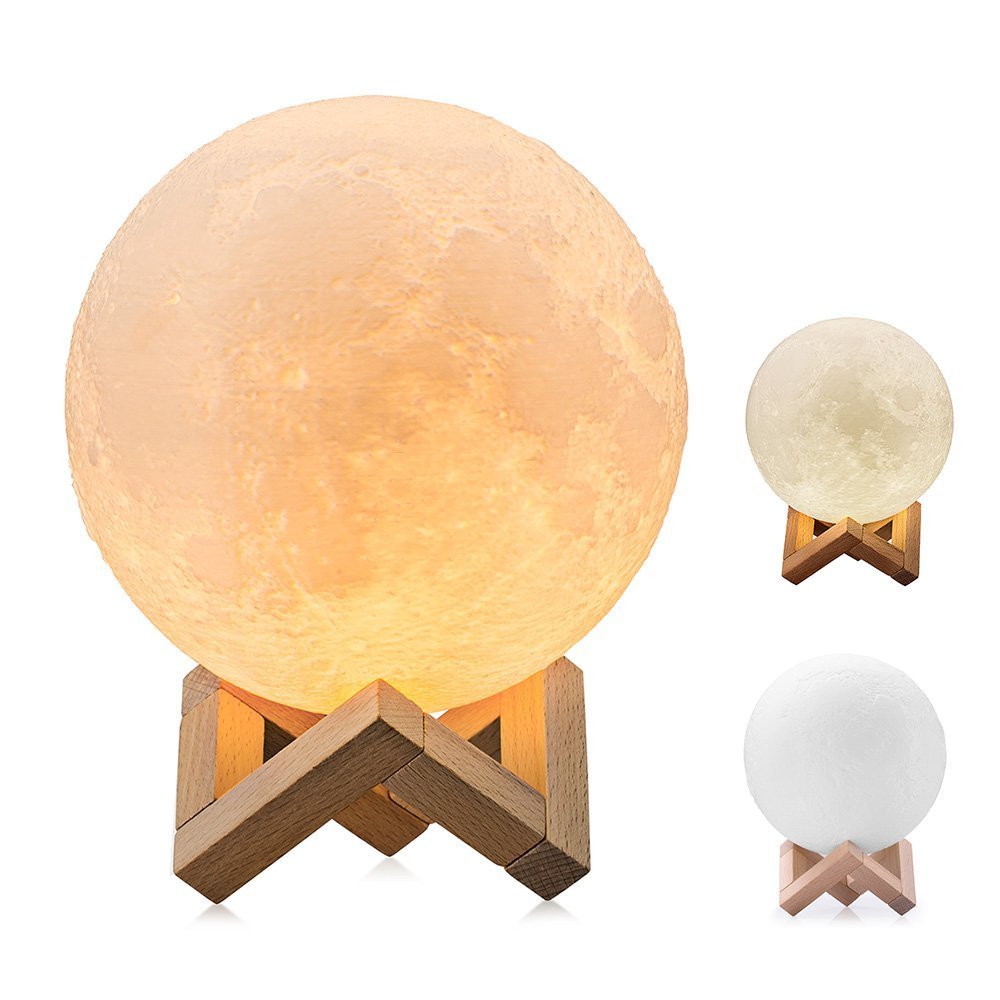 Batería USB recargable Dc 5 V 3D impresión Luna forma Led noche Luz