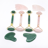 Outils de soins de la peau de beauté du visage avec logo personnalisé Rouleau de jade en quartz rose Gua Sha