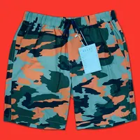 Shorts de camuflagem para homens, logotipo personalizado de 4 vias, moda praia
