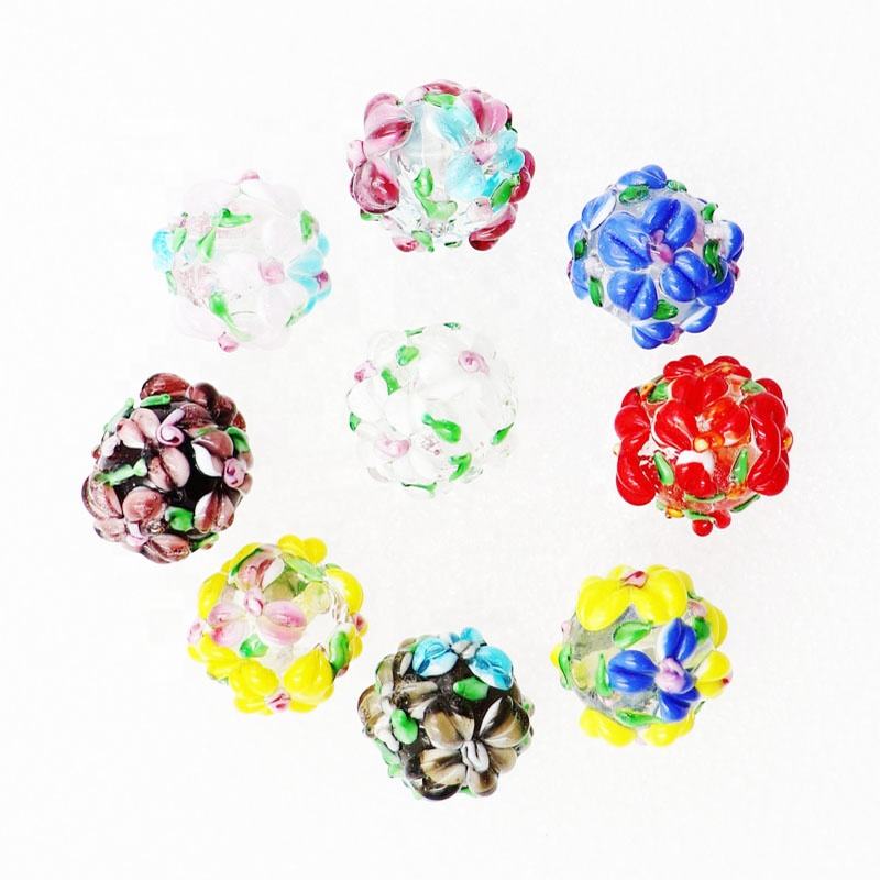 Cute Jewelry Beads Handmade Glass Flower Loose Beads