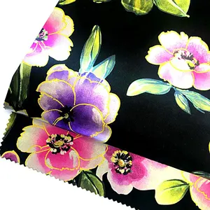 Bán Buôn Thời Trang 3D Foil Flower Quần Vải In Scuba Crepe Dệt Kim Polyester Spandex Scuba Vải