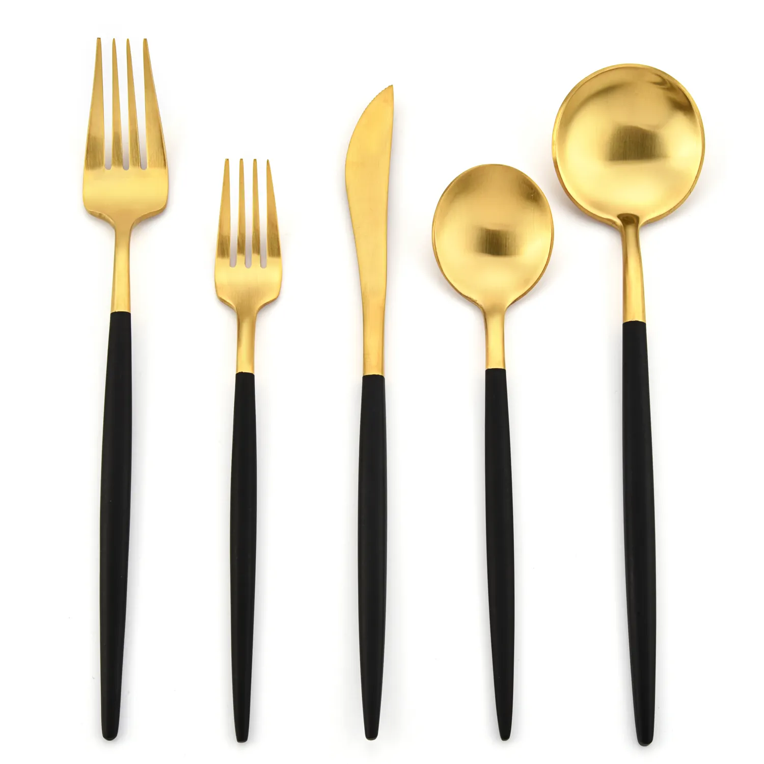 Elegant 18/10 black gold Cutlery Two Tone Colored European Style Stainless Steel Flatware Sets for Wedding Event Rental