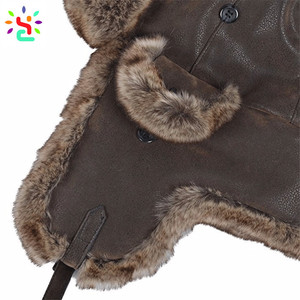 Gorro Ushanka de Piel de Conejo con Bordado Personalizado OEM, Gorro Ruso de Piel de Trampero, <span class=keywords><strong>Gorros</strong></span> de Invierno - Product Image 3