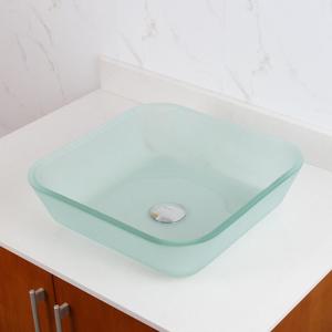 Lavabo Quadrato in Vetro Satinato Mini per Bagno - Product Image 3