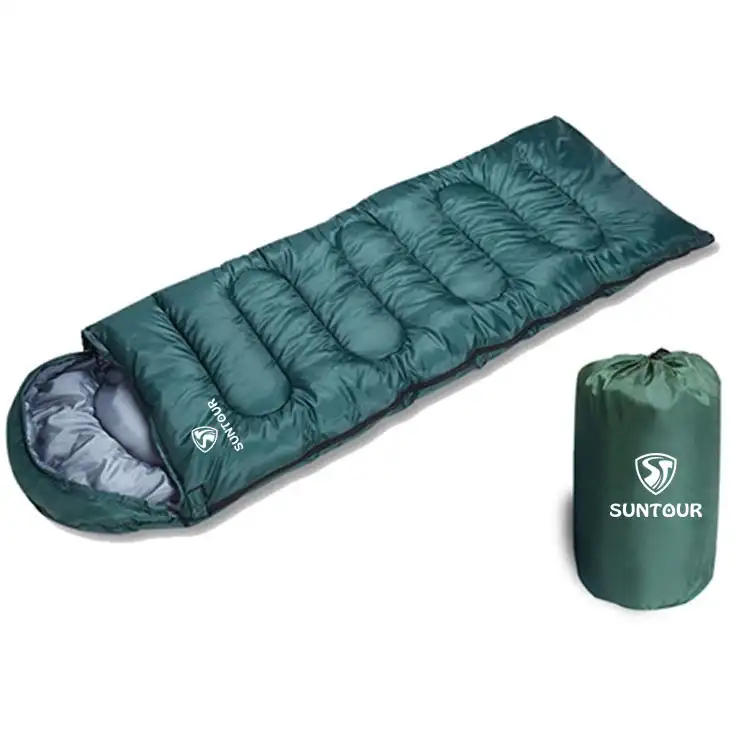Suntour, fabricante de vendas, logotipo personalizado, envelope, estilo acampamento, saco de dormir para mochilão