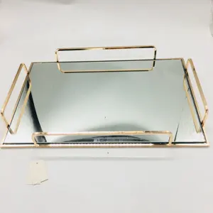 Modern Fashion Metal Antique Decorative Mirror Serving Trays New Arrival Hot Sale European Rectangle Rose Golden/ Sliver/ Gold