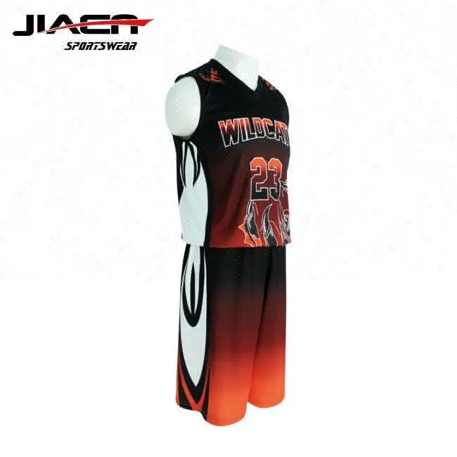 Kunden spezifisch machen orange und schwarz Basketball Tops billig/Basketball Uniform Designer online