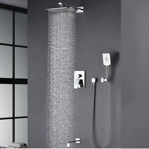 In-wall mounted bathroom faucet with shower